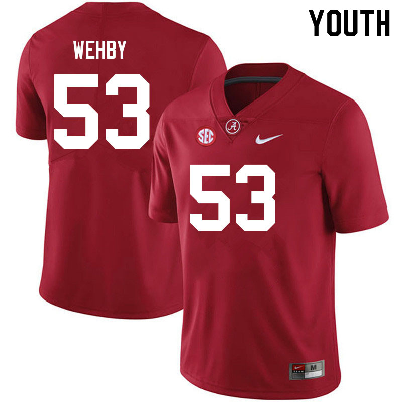 Youth #53 Kade Wehby Alabama Crimson Tide College Football Jerseys Sale-Crimson